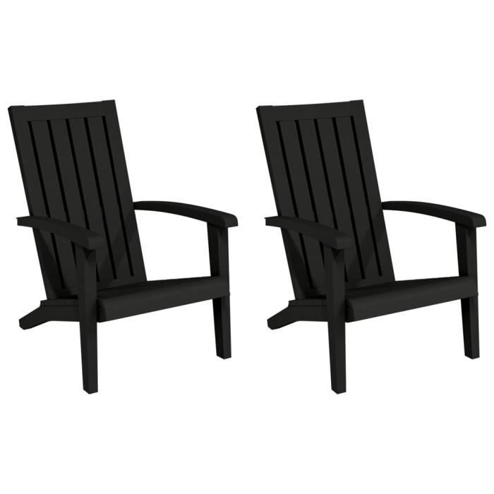 VidaXL Chaises de jardin Adirondack lot de 2 noir polypropylène 364167
