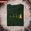 Heartbeat Gold Ribbon T-Shirt Mens Womens Tees Top Printed Childhood Breast Cancer Awareness Mens Top