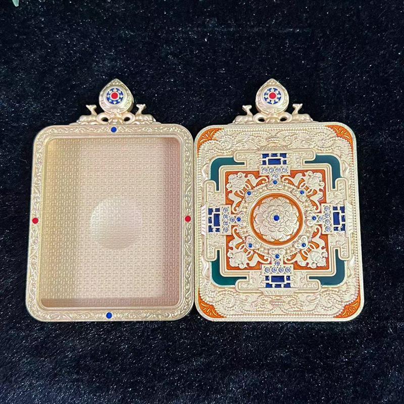 

Tibetan Thangka Gilded Rotating Square Pendant