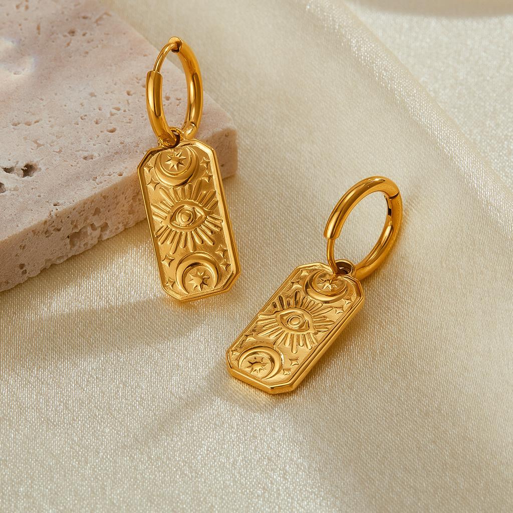 Klassisk luksus mystisk øye rustfritt stål øredobber egnet for kvinner å bruke fasjonabel Zirkon for sommerreise