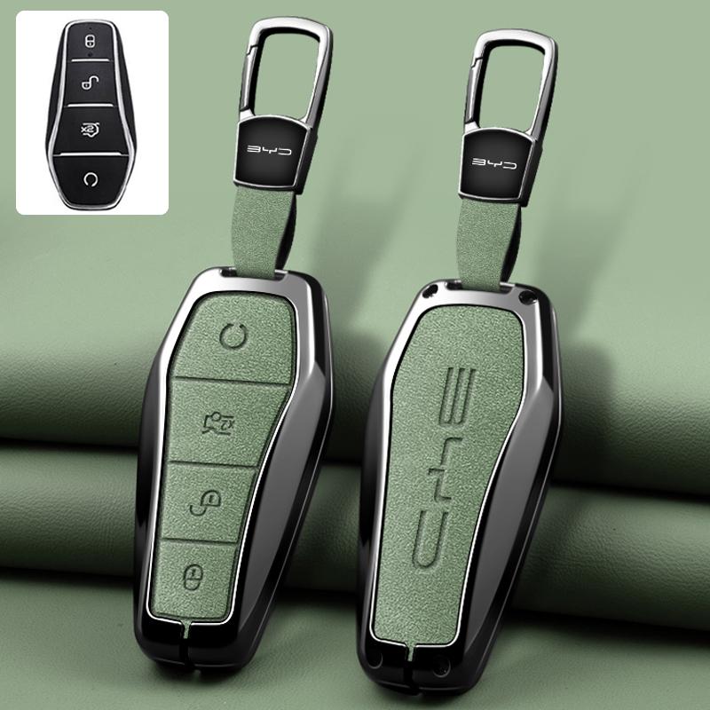 New Alloy Style Sheepskin Car Key Case Cover For BYD Song Pro Plus Max Dmi EV Seal Dolphin Remote Control Key Auto Accessories