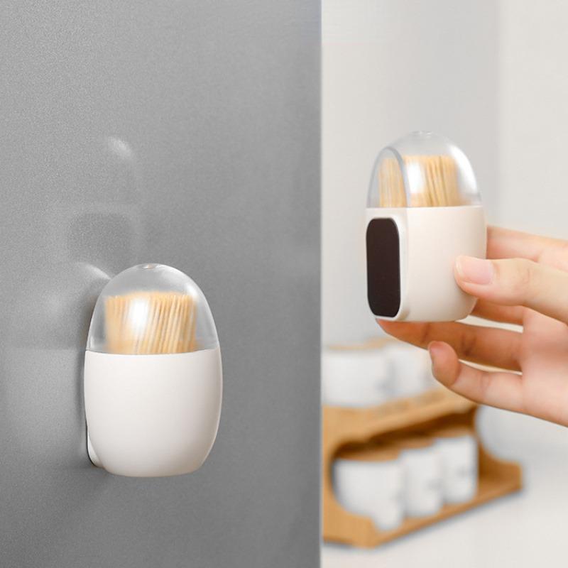 

1 шт. Магнитная коробка для зубочисток - Яйцевидная бытовая креативная коробка для хранения зубочисток Простая индивидуальная подставка для зубочисток белый