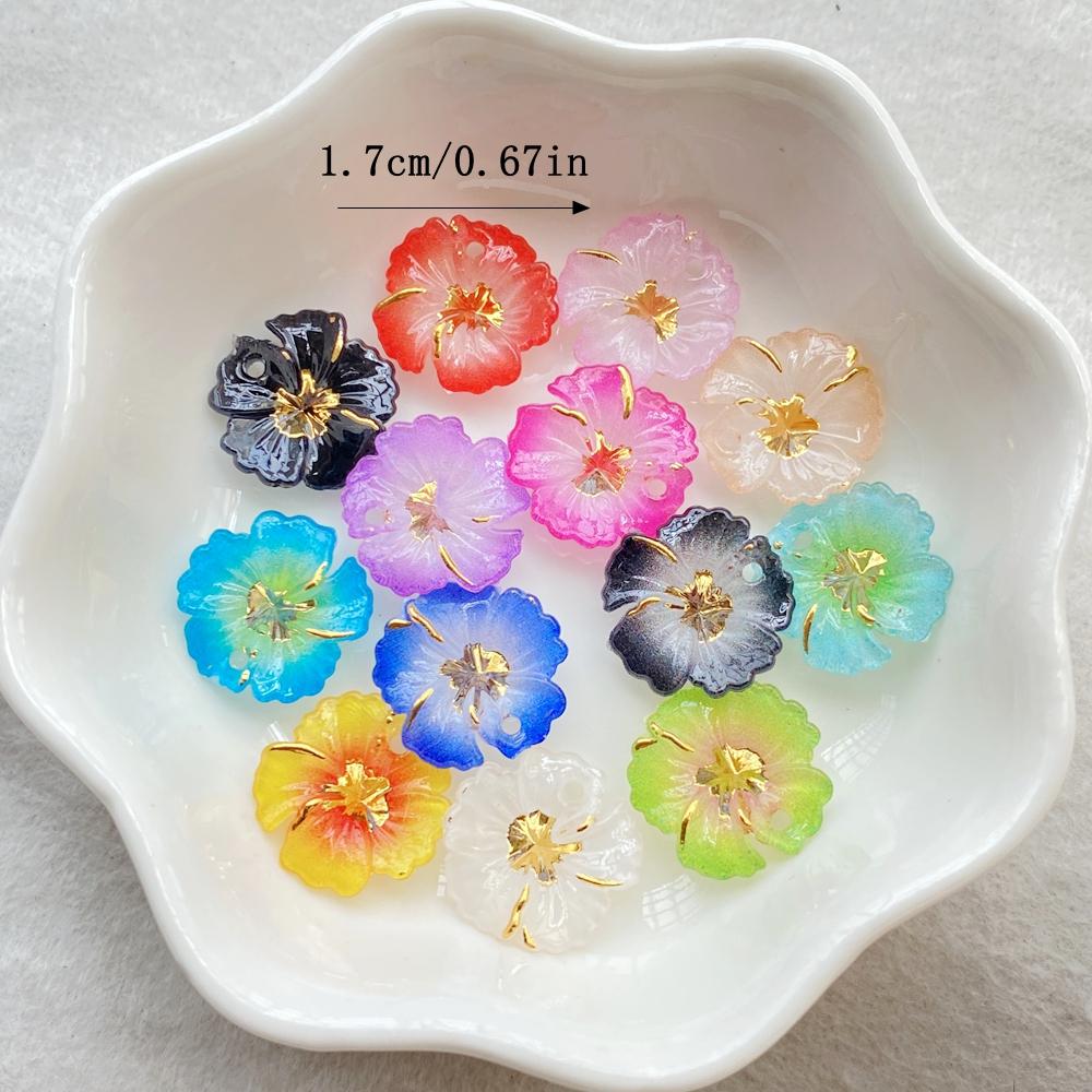 10pcs 3D Shiny Colorful Acrylic Flower Flat-Back Single-Hole , Suitable for Scrapbook DIY Jewelry Craft