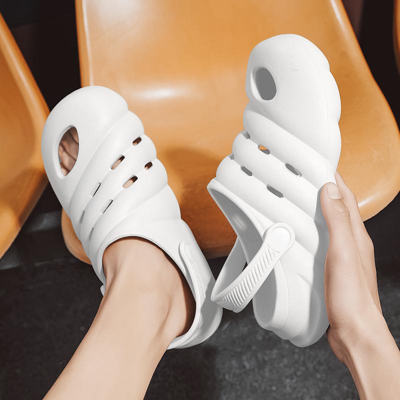 Mens Clogs Waterproof Anti-Skid Thick Bottom Wear-Resistant Cushioned Sole Plush Comfort Easy Slip-On Sandal Shoes
