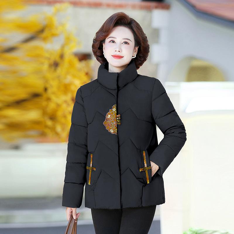 Women's Winter Thickened Warm Jacket Medium Long Embroidery Loose Warm Jacket