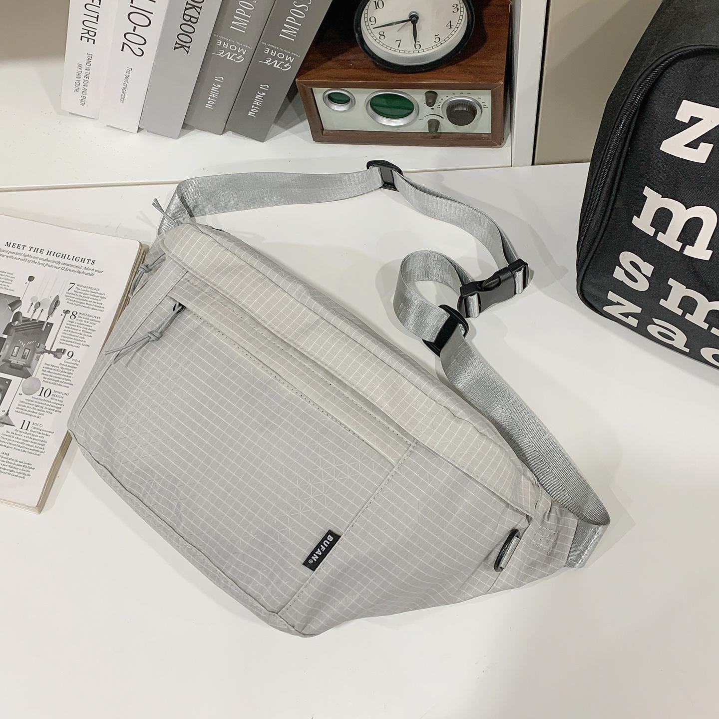 

Breast bag Women s simple large-capacity plaid messenger bag Casual versatile outdoor small backpack Men s sports shoulder fanny pack Tide серый
