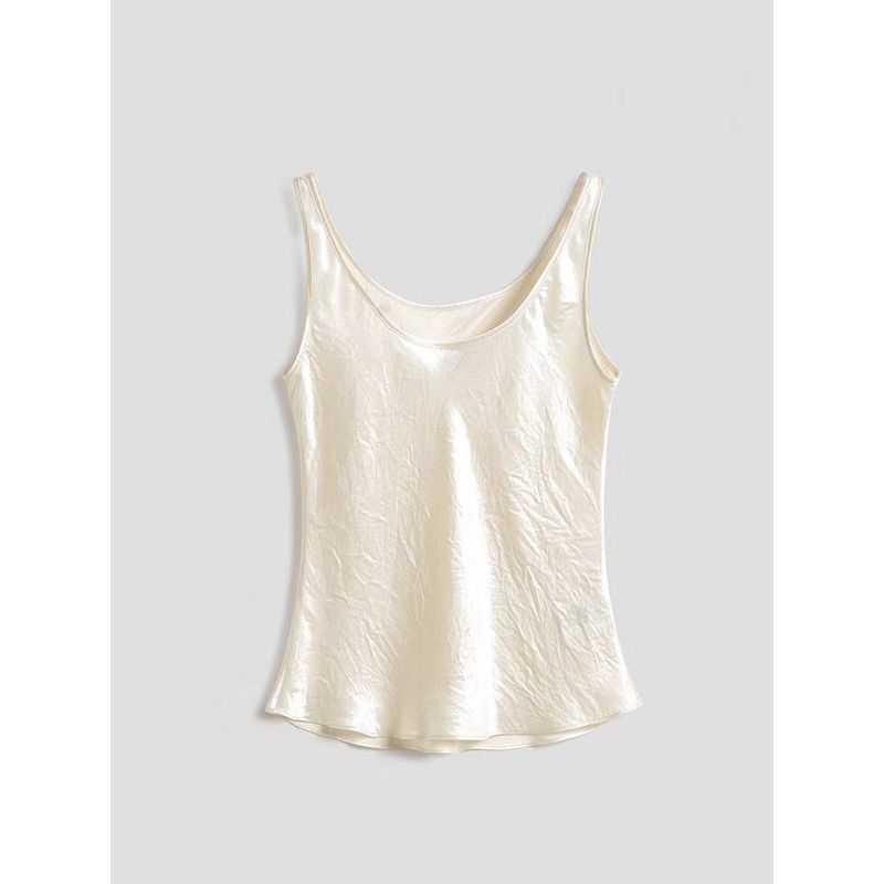 

Counter Withdrawal Tail Order Leak Picking Elegant Wild Vest Tops Accessible Luxury Pleated Slim Fit Inner Wear Slim Looking Acetate Sling Figure Color XL