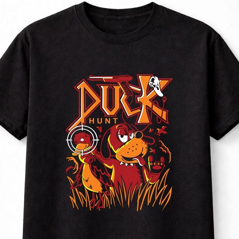 T-shirt Retrogaming Duck Hunt Classico Cane Cane Anatra Grafica NES Unisex S5XL