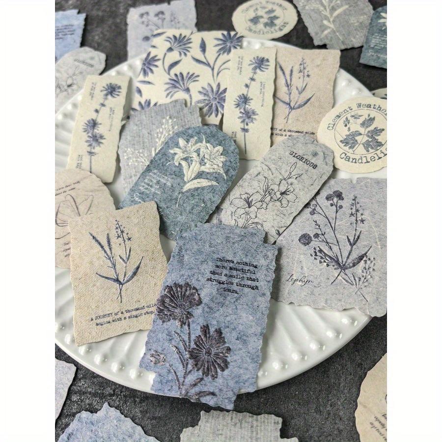 1 Box 30pcs Embossed Vintage Floral Natural Texture English Labels Decorative Stickers for Scrapbooking, School Supplies, Back To School