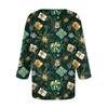 Women's Loose Comfortable Casual Fashion V-Neck Christmas Print 3/4 Sleeve Top