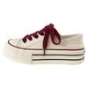 Dikke Bodem Canvas Schoenen Dames Ronde Neus Platte Veters Dubbele Band Veelzijdig Dunne Zool Board Schoenen Ademend Laag Uitgesneden Casual