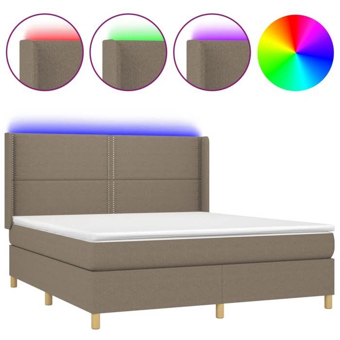 VidaXL Sommier à Lattes de Lit avec Matelas et LED, Lit Rembourré, Lit Double, Lit Adulte de Chambre à Coucher Intérieur, 3138817