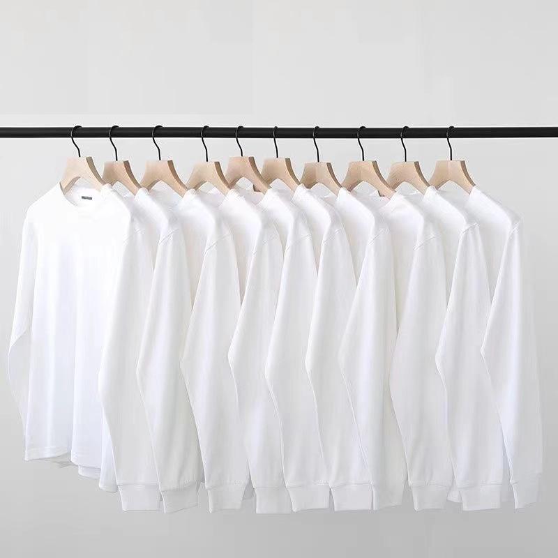 Unisex Heavyweight Pure Cotton Long Sleeve T-Shirt – Thick, Non-See-Through, Loose Fit, Plus Size, Solid Color. XXXL