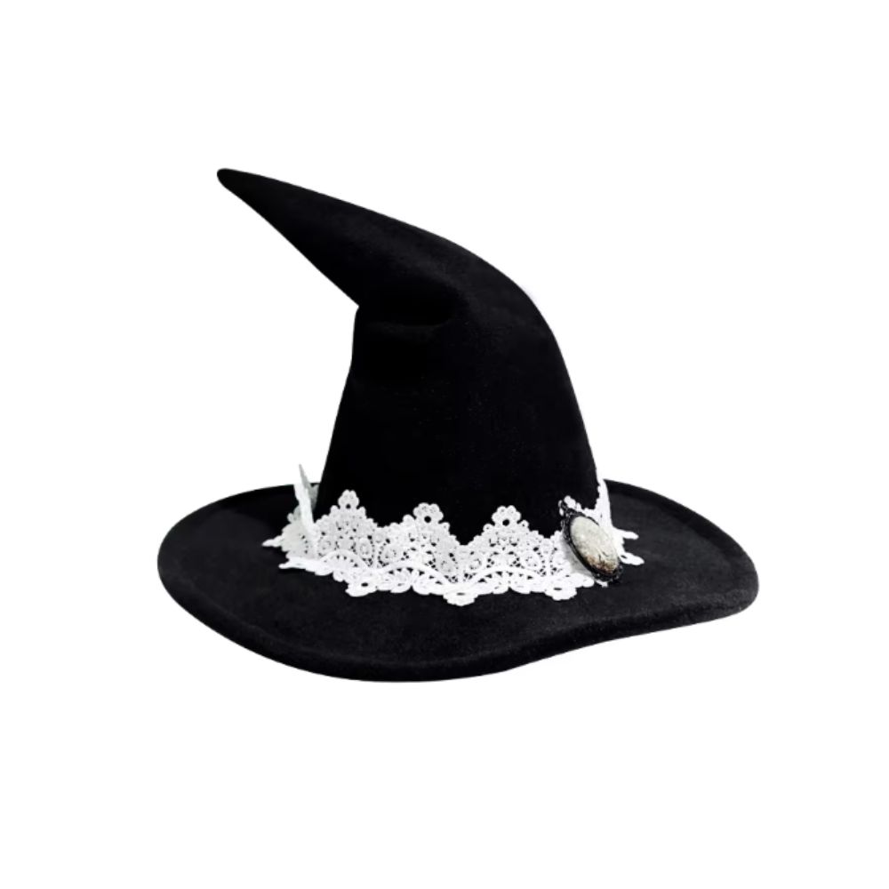 Tree Of Life Badge Wizard Hat Lace Trim Wizard Cap Vintage Halloween Hat Cosplay Party