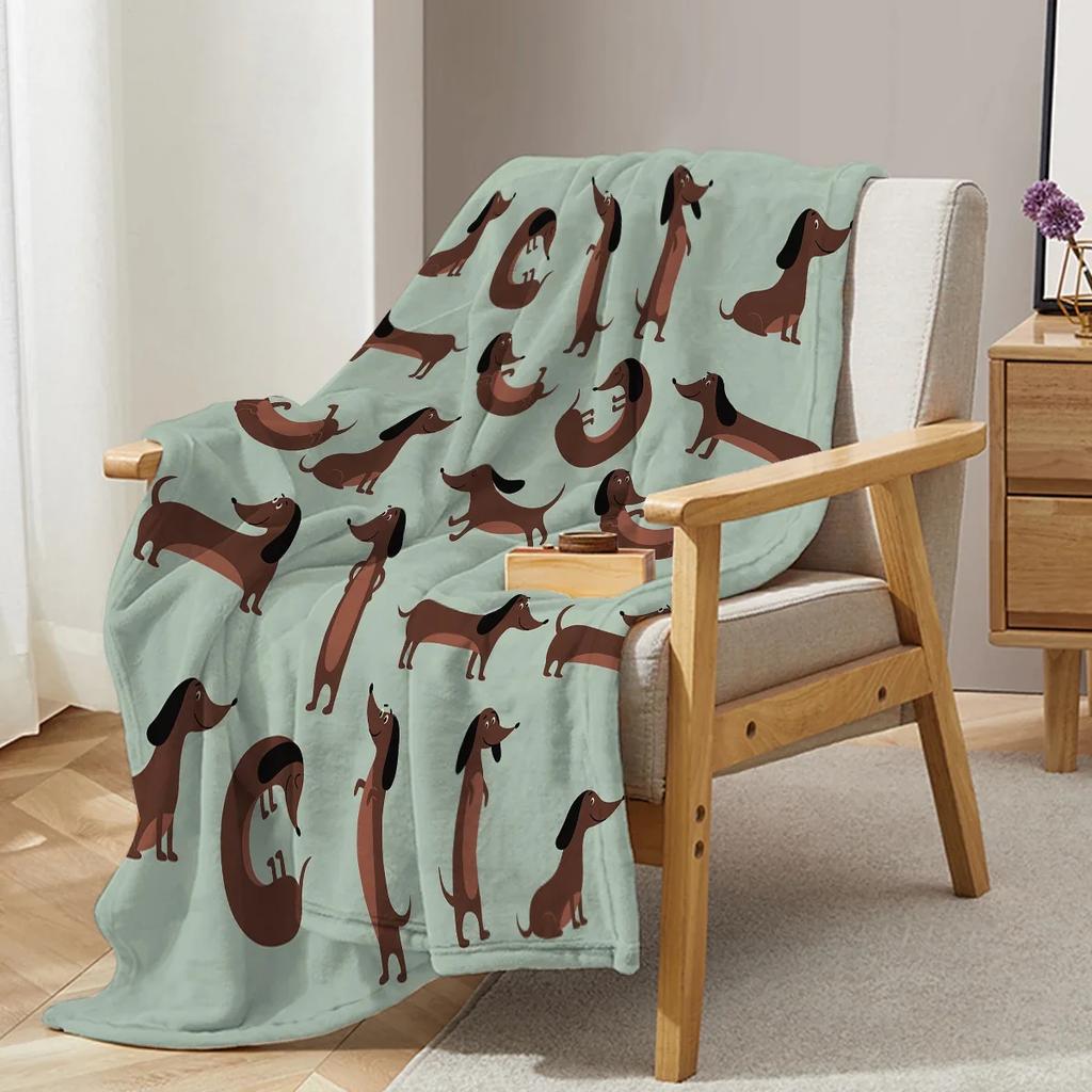 Die Dackel-Pose Decke Bedruckte Überwurfdecke Plüschige Flauschige Flanell-Fleece-Decke Weiche Überwürfe für Sofa Couch und Bett