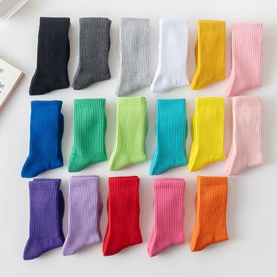 Damen Herbst- und Winter Warme Stulpen Einfarbig Hoher Gummizug Sport Lange Baumwollsocken