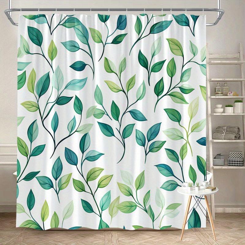 

1Pc Seamless Plant Leaf Design Shower Curtain, Machine Washable Polyester Fabric, Suitable For Bathroom Hotel Decoration W60H190(CM)-1 Pcs