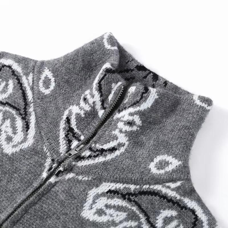 Lässiger Cardigan Damen Locker Stehkragen Reißverschlusstaschen All-Match Pullover Frühling Dicke Warme Strickware