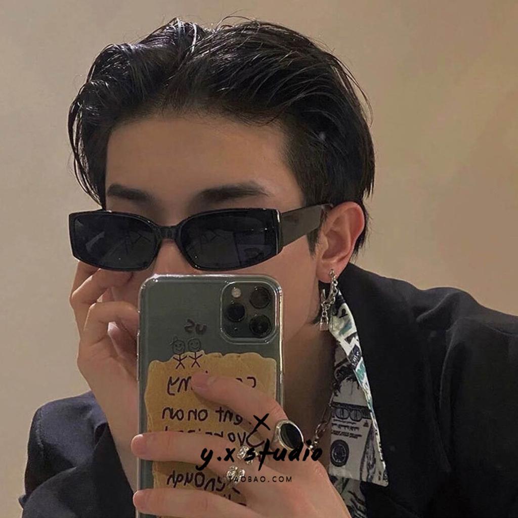 3pcs Rectangle Sunglasses White Black Dark Brown Vintage Fashion UV Protection Small Narrow Frame Driving Glasses