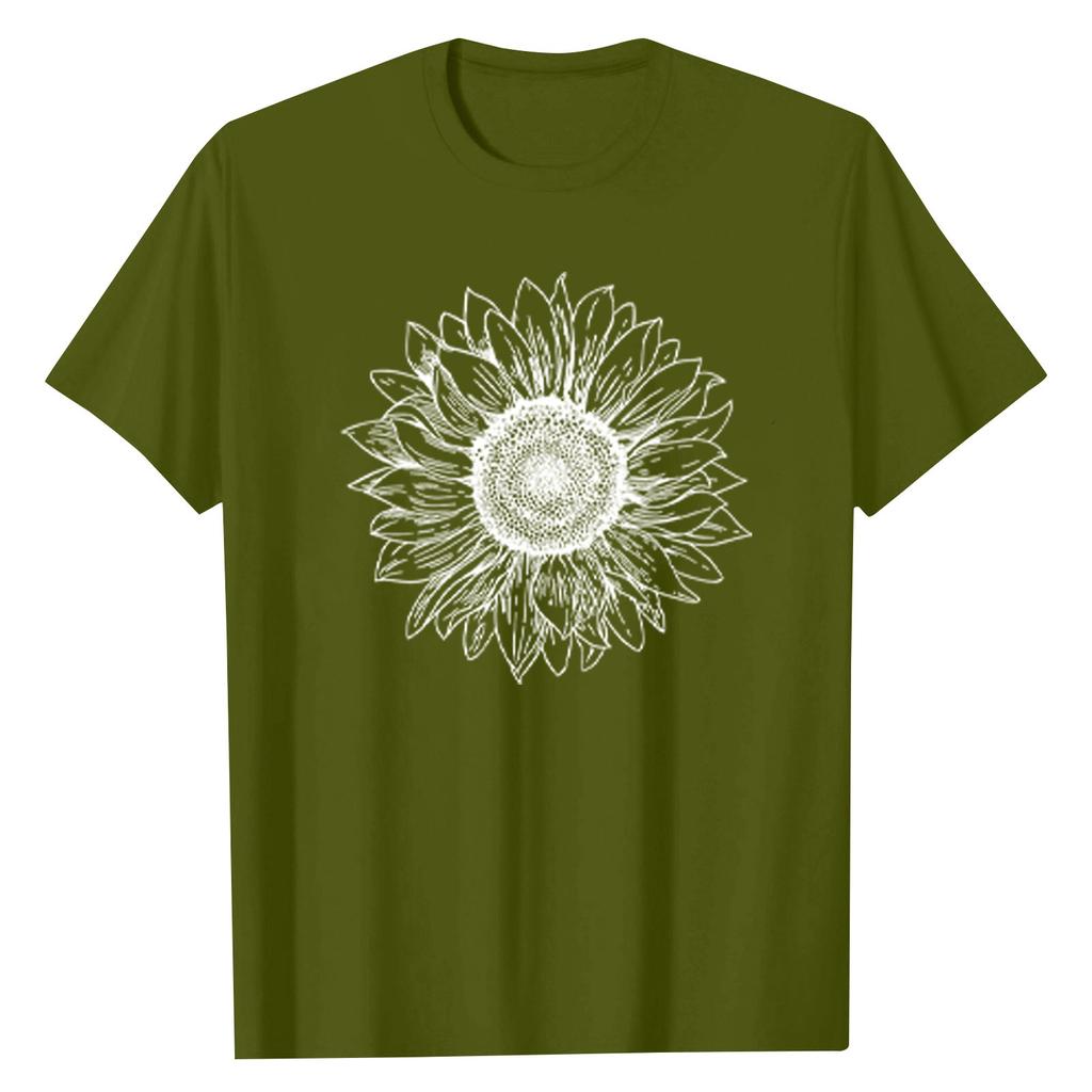 Summer Kids Round Neck Top Sunflower Short Sleeve T-shirt Top
