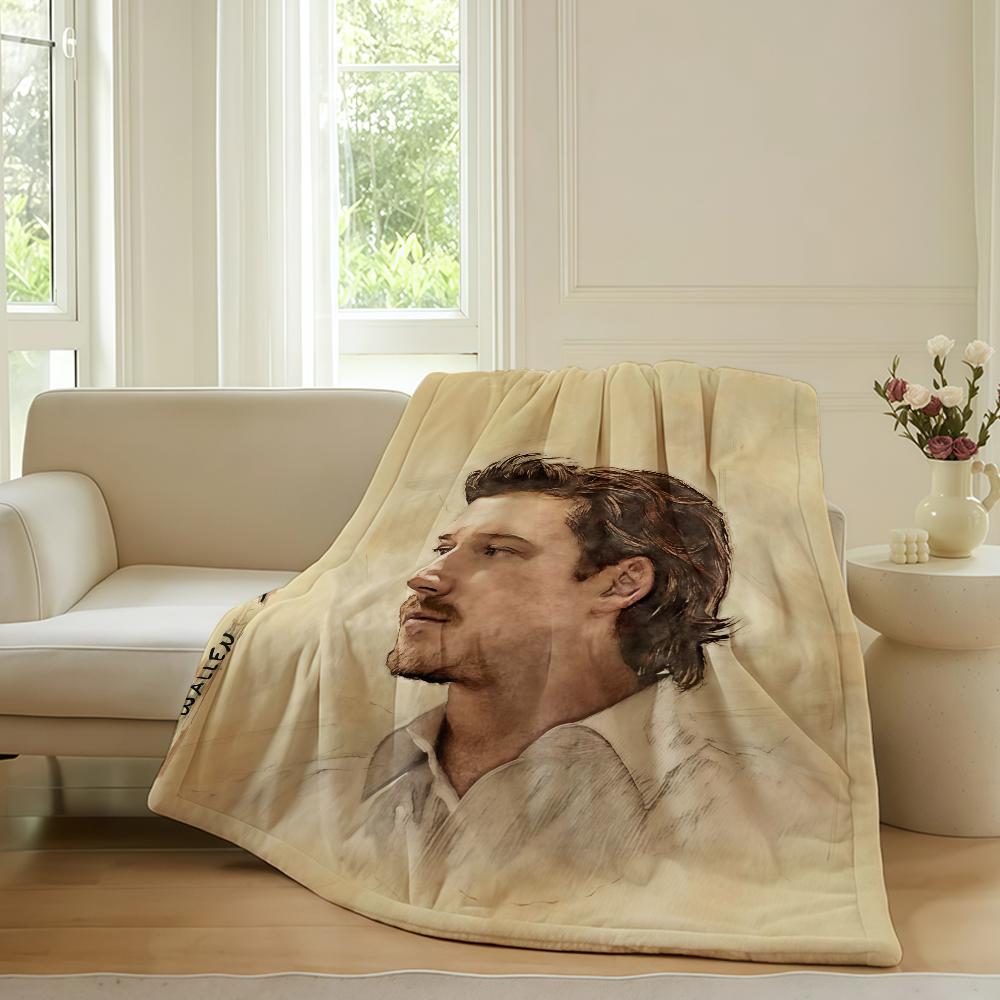 American singer Morgan Wallen Blanket For Sofa Office Bed Plane Travel Sleep Read Relax Camping Soft And Warm