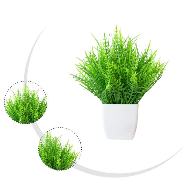 For Indoor Outdoor Artificial Persian Grass Potted Plant for Home Wedding Decoration Plastic Green Desktop Decor 18cm