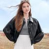 BETU Women's Autumn Faux Leather Short Jacket