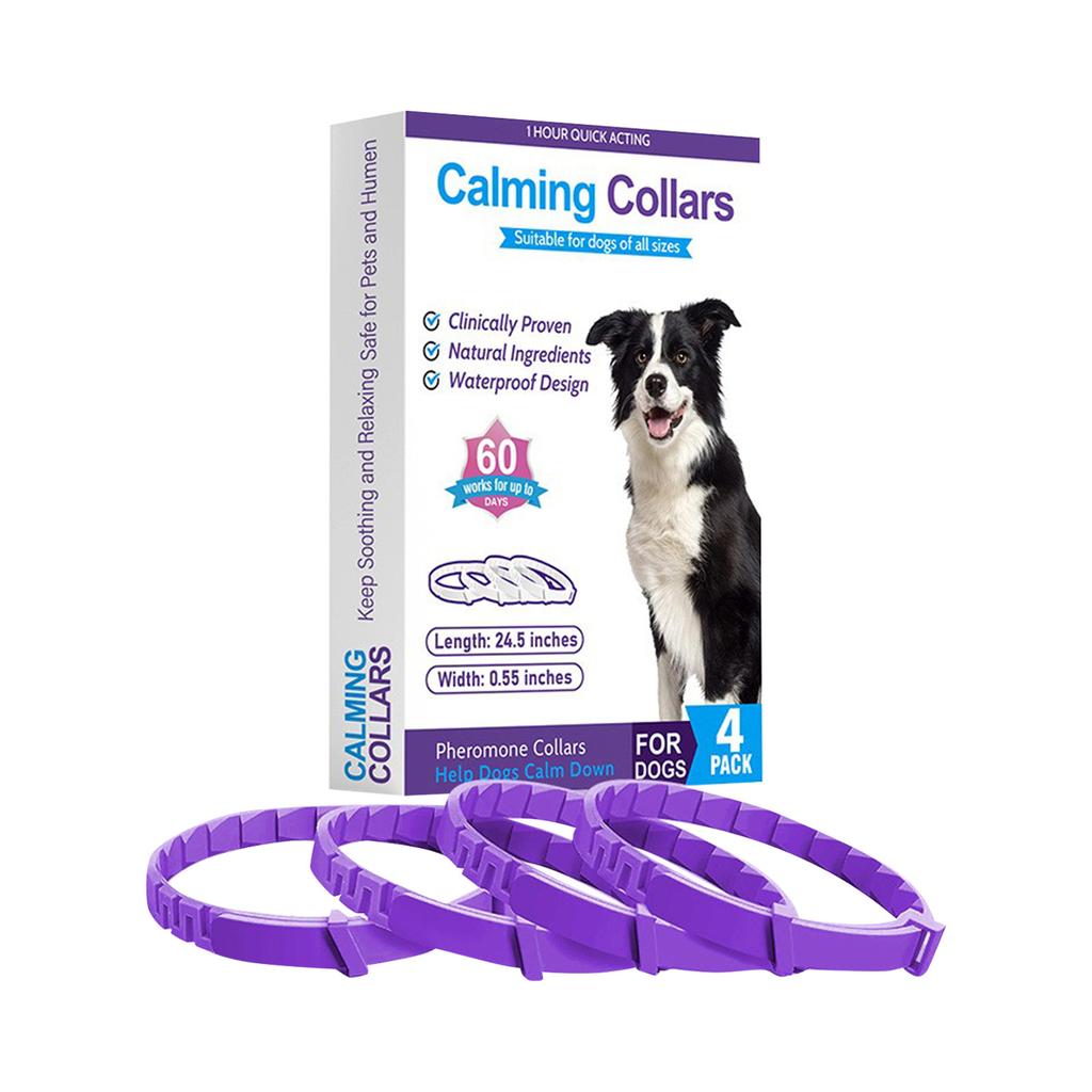 4 Anxiety Relieving Collars, Natural Sedatives Suitable For Small, Medium, And Large Dogs, Pheromones For Anxiety, Stress, And Aggression, Waterproof.