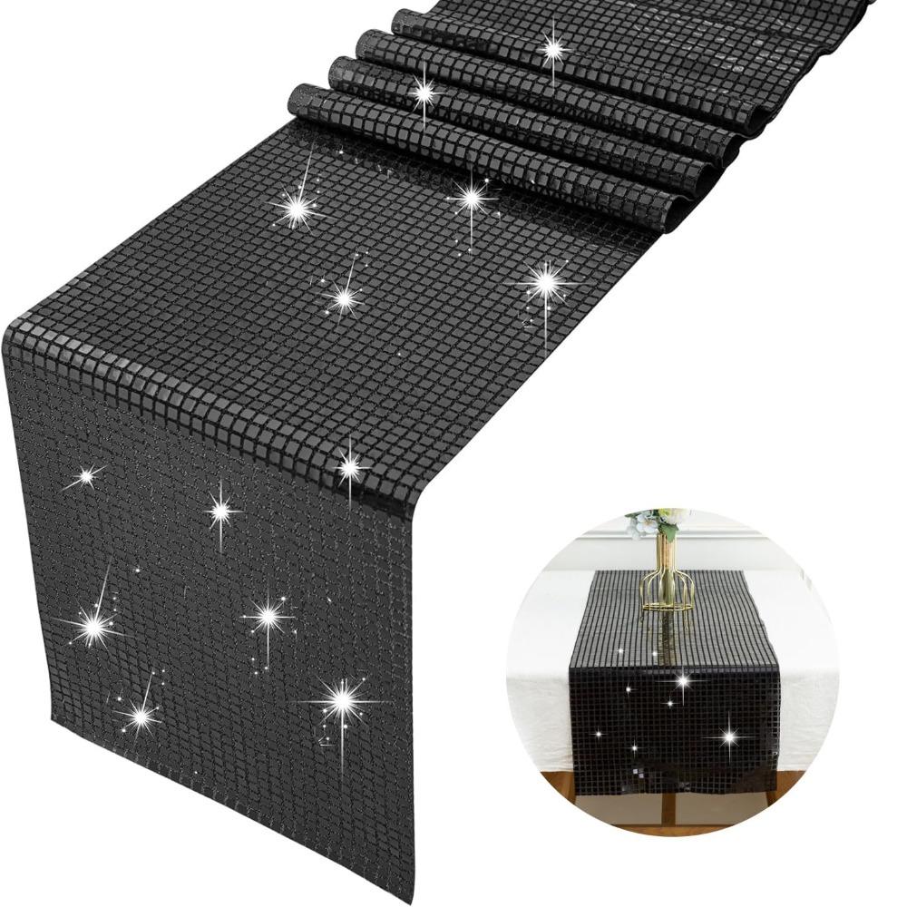 Unique Glitter Disco Table Runner Sequin Mirror Design Table Cover European Style Dining Table Decoration Birthday