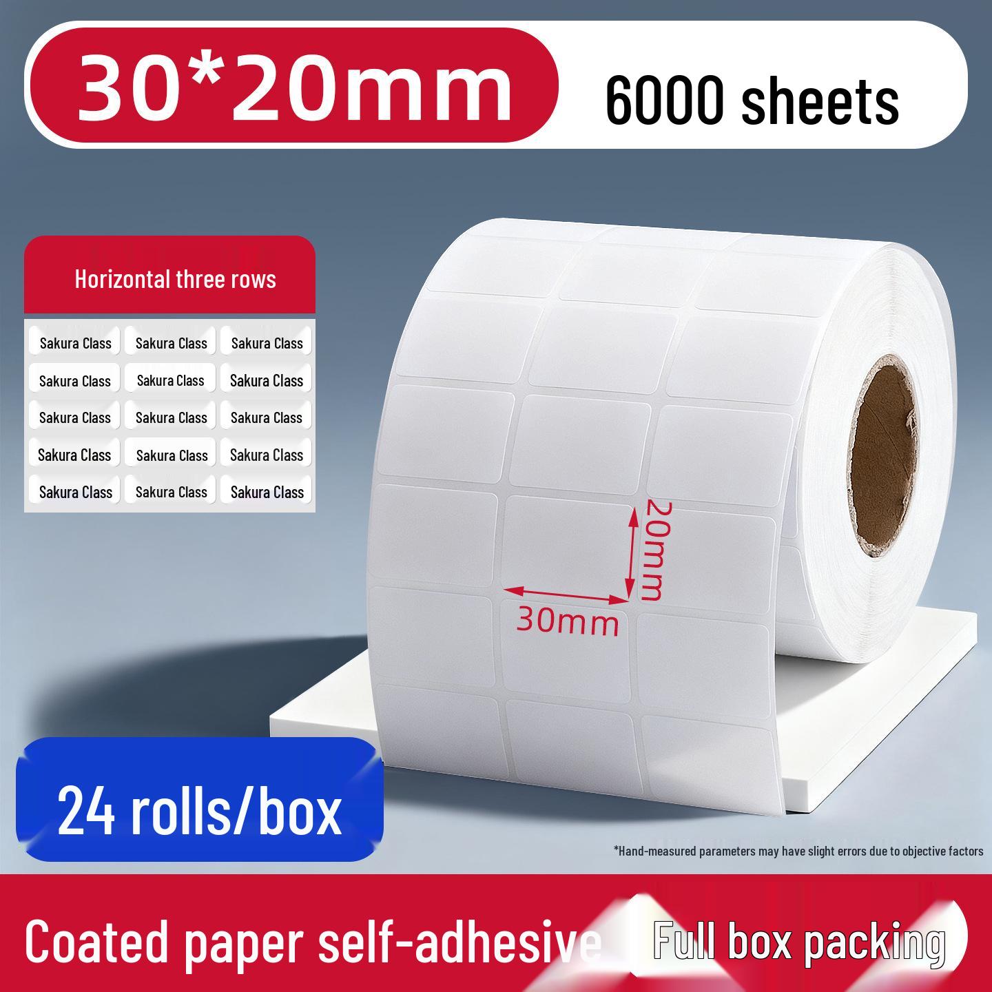 Self-Adhesive Coated Paper Barcode Hang Tag Labels for Printer (Sizes: 100, 80, 60, 70, 50, 40, 30, 20)