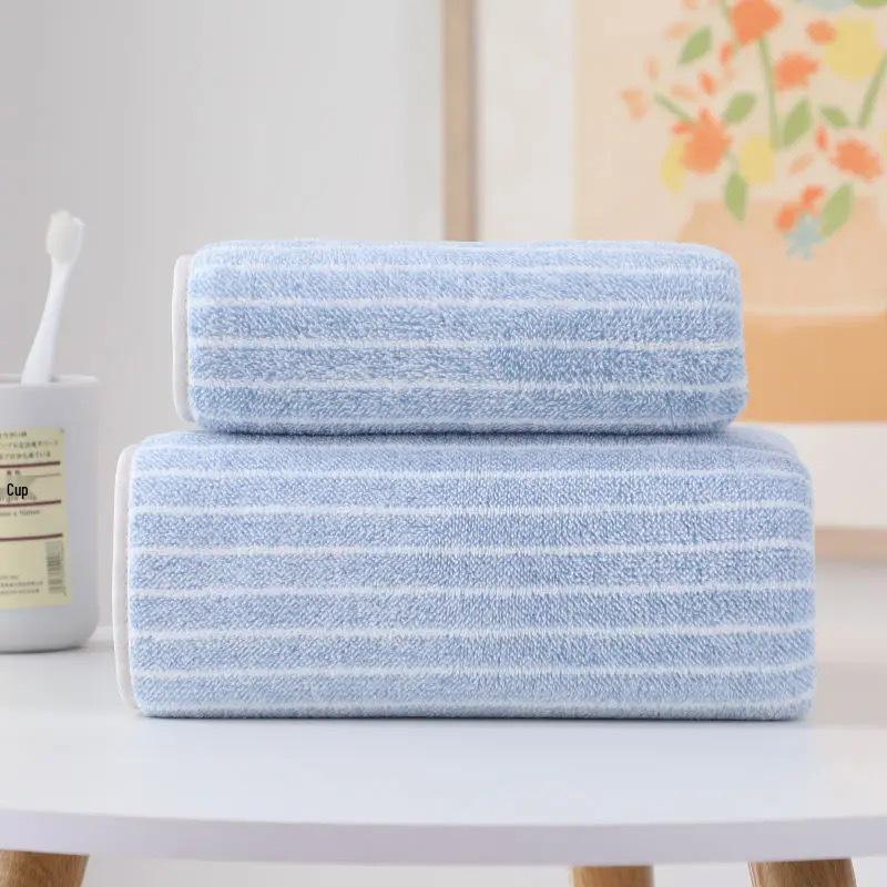 Oversized Coral Fleece Striped Bath Towel - Thick, Non-Shedding, Absorbent, for Adults and Home Use