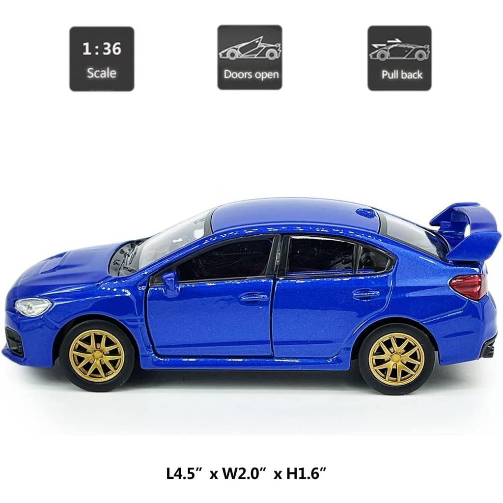 1/36 Scale Impreza WRX STI Toy Car Racing Sports Diecast Model Car Metal Pull Back Vehicle,Doors Open,Zinc Alloy Casting,Kids Gifts Collection