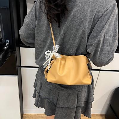 Bolsa de ombro transversal casual nova de cor sólida, versátil, leve, bolsa feminina para o dia a dia