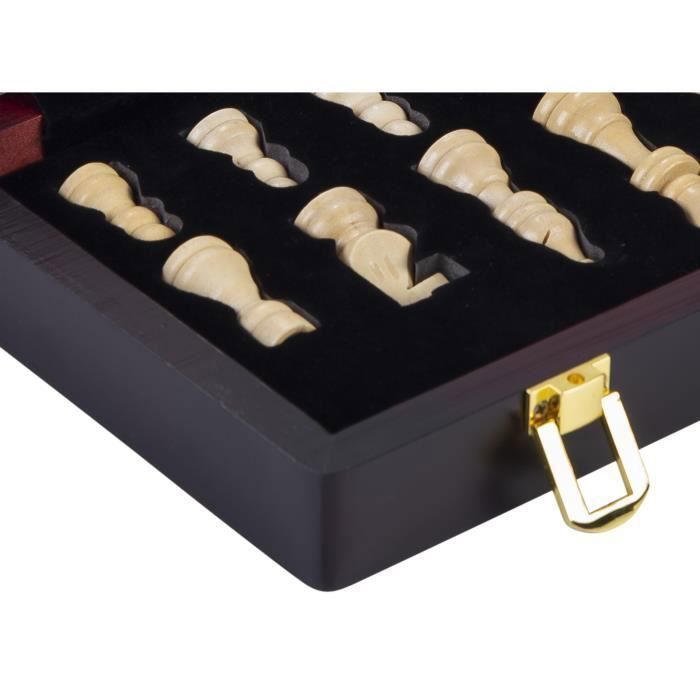 Coffret d'échecs de luxe en Bois Massif - ENGELHART - Pliant - Pièces sculptées - 45,5 CM