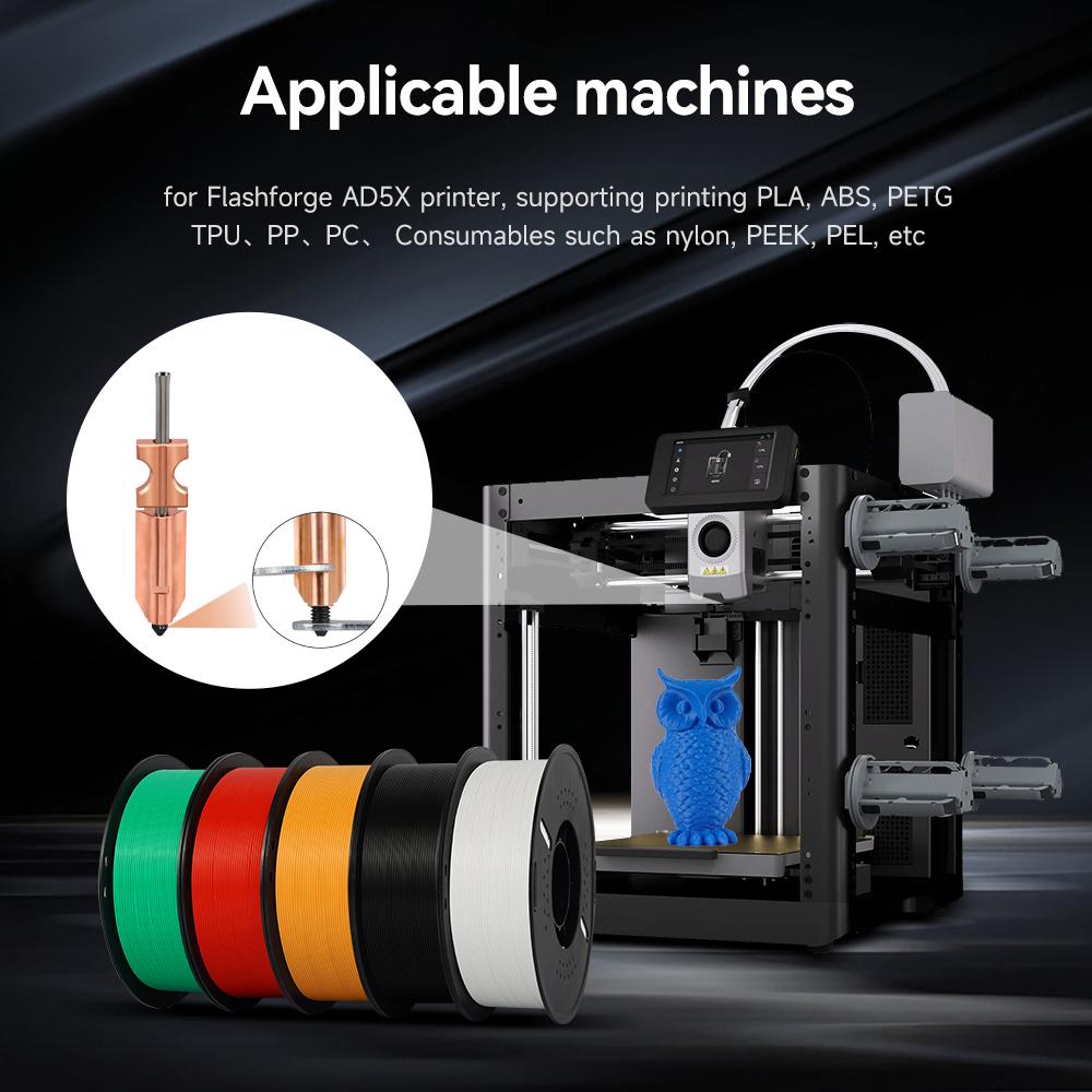 New Upgrade For Flashforge AD5X Nozzle Hardened 0.4mm Adverturer Ad5x Flashforge Extruder Ad5x Hotend 3D Printer Accessories