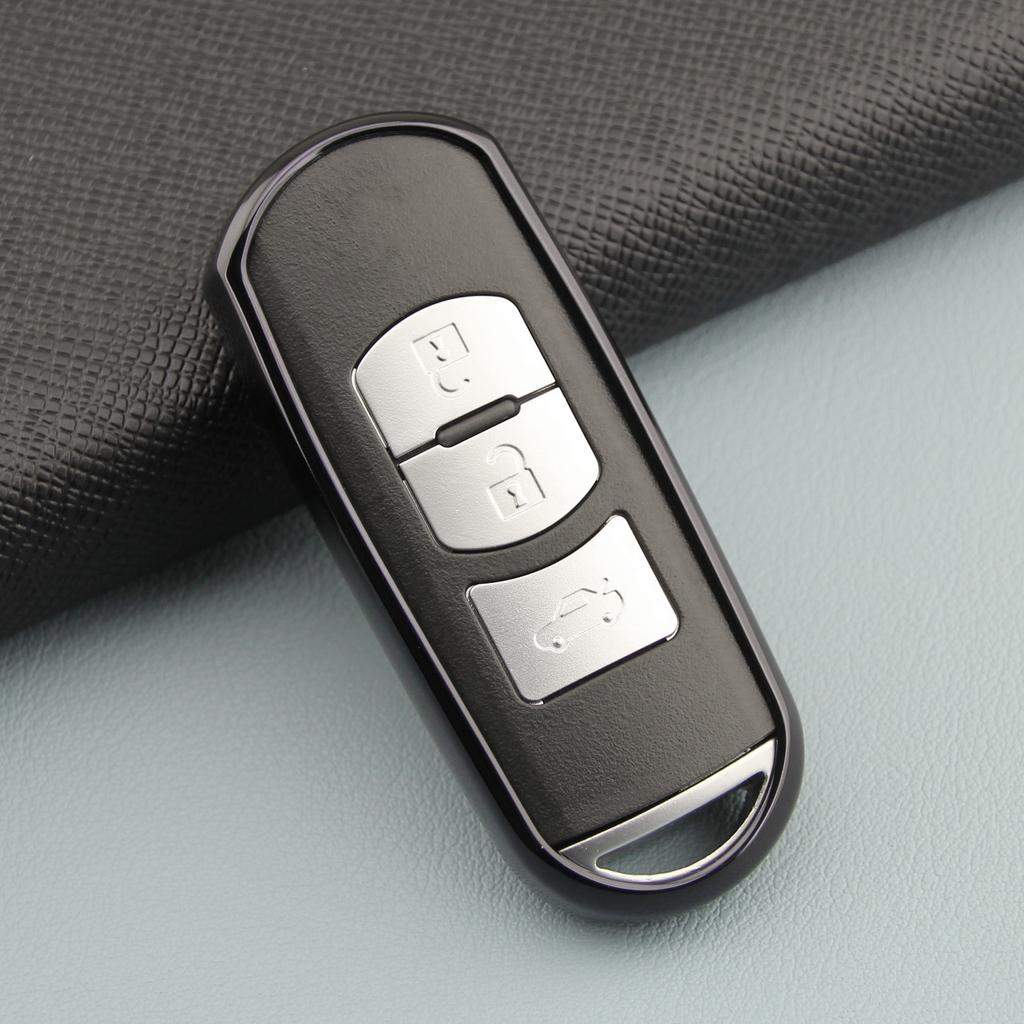 Schwarzer Schlüsselanhänger-Abdeckungs-Fall-Halter für Mazda 2 3 6 CX-3 CX-5 CX-9 MX-5 Toyota Yaris iA Zubehör BM GJ DJ KE KF TC