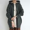 Autumn Winter Personality Street Style Zipper Hoodies Women Loose Casual Solid Hooded Cardigan Coat Jacket Top