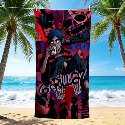 1Pc Gorillaz Digital Art Collage Beach Towel, Quick Dry, Multi-Use for Beach Pool Gym Yoga Home Travel, Christmas, Halloween, Xmas Gift M929407