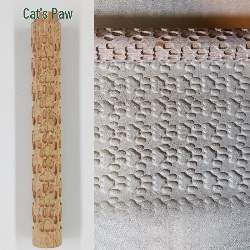 Wave Pattern Wooden Clay Roller for Pottery and Sculpture
