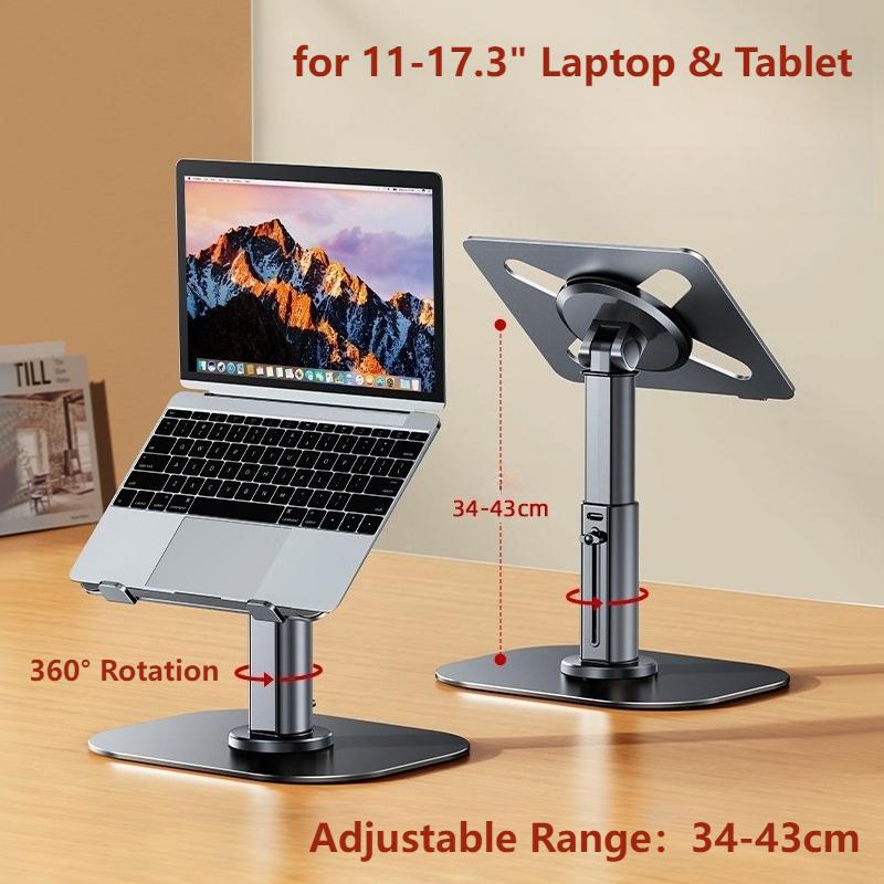 

Eary Metal Adjustable Laptop Stand Computer Stand with 360°Rotate Base Tablet Holder Riser Mount for Desk for 11-17.3 In Devices чёрный