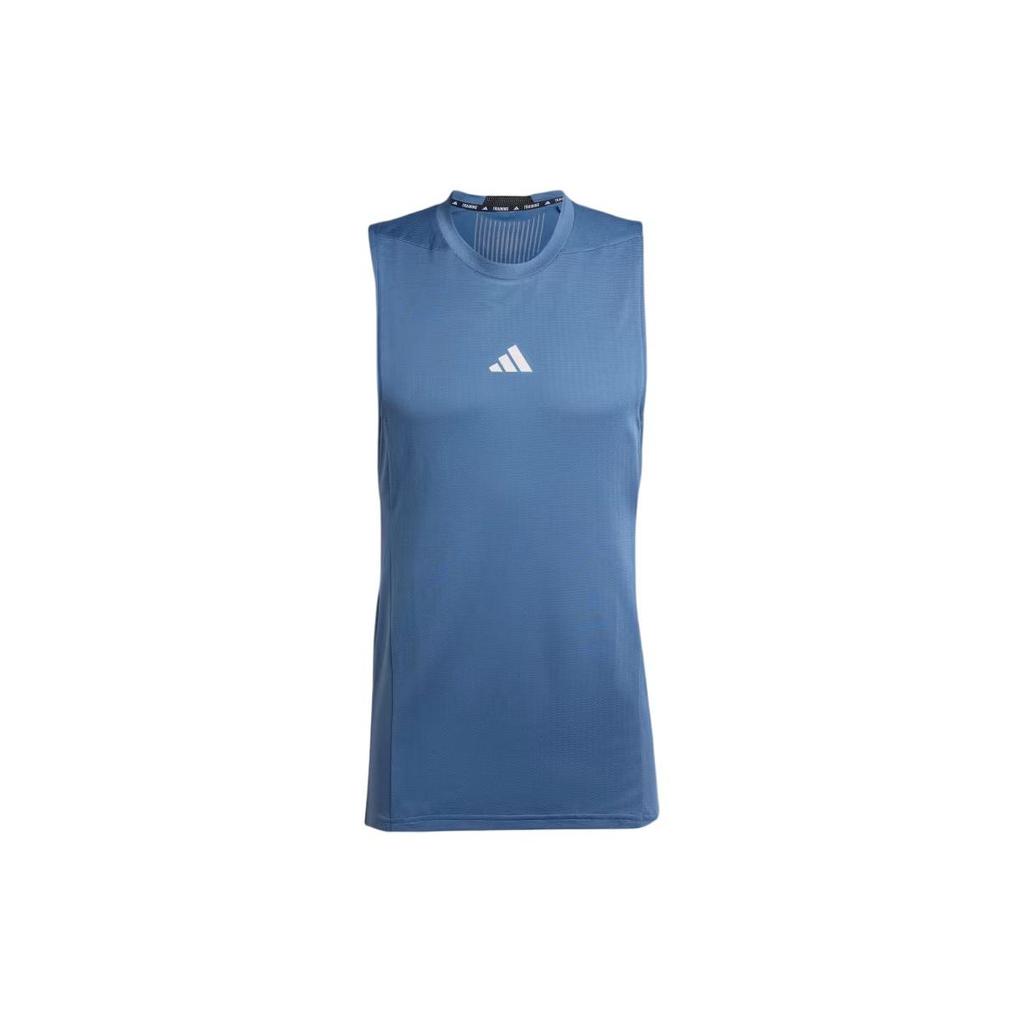 Adidas Heat.Rdy Logo Loose Moisture-Wicking Round Neck Sleeveless Tank Top Men Tops Blue IS3713