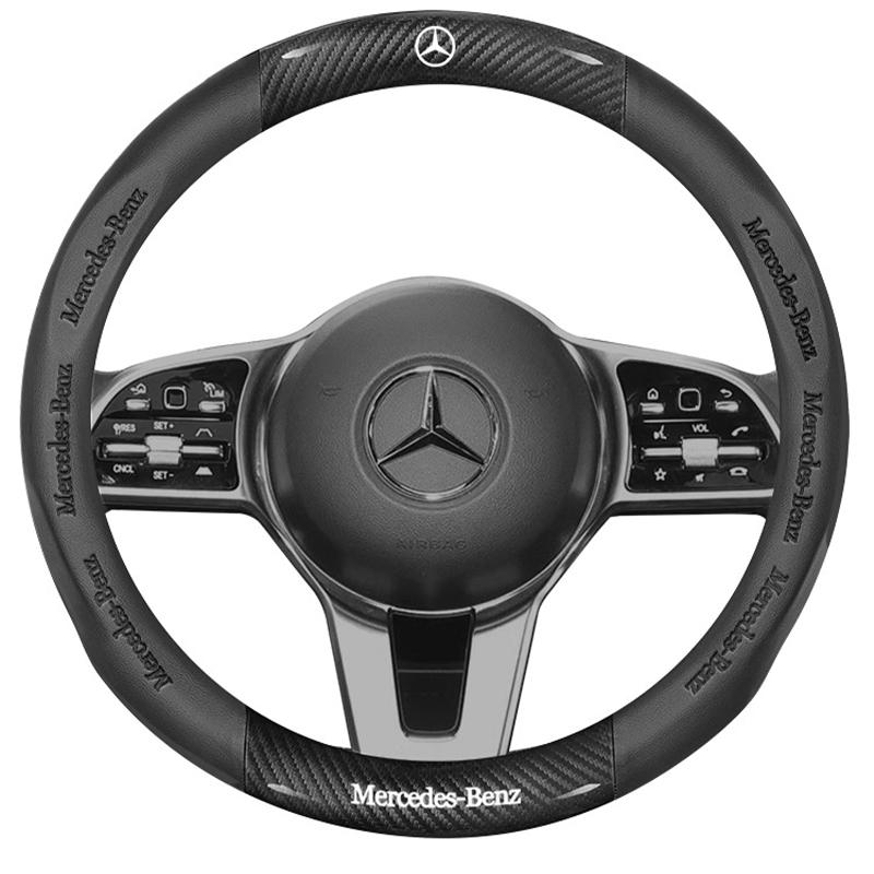 Horká Autolepka Protiskluzový Potah Volantu z Uhlíkových Vláken a Kůže Pro Mercedes-Benz Třídy A B C E S V R C43 CLA GLA GLB GLC