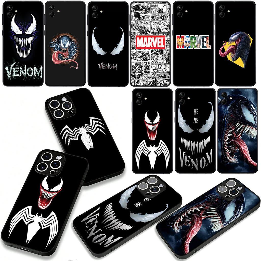 Phone Cover for Samsung Galaxy A55 A54 A25 A36 A17 A26 A35 A33 A34 A14 A37 S8 S9 S20 S21 FE S10 Plus Case Marvel Venom Casing