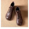 Johnature Genuine Leather Warm Round Toe Soft Soled Short Boots Low Heel Non Slip Casual Women's Shoes