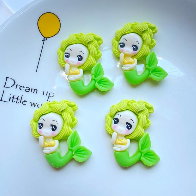 10Pcs New Kawaii Cute The Mermaid Princess Flat Back Resin Cabochons Scrapbooking DIY Jewelry Craft Decoration Accessorie