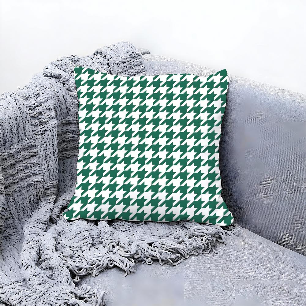 Chic Houndstooth Pattern Style Cushion Cover Premium Comfort Reversible Pillow Cove In One Design For Any Room & Car Interior