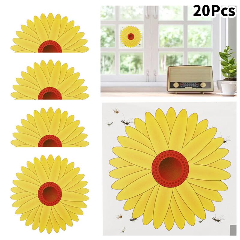 20 Pezzi Trappole per Mosche da Finestra Girasole Adesivi per Mosche Trappole per Insetti da Interno Piante da Interno Cucina Alberi Controllo Parassiti Mosche