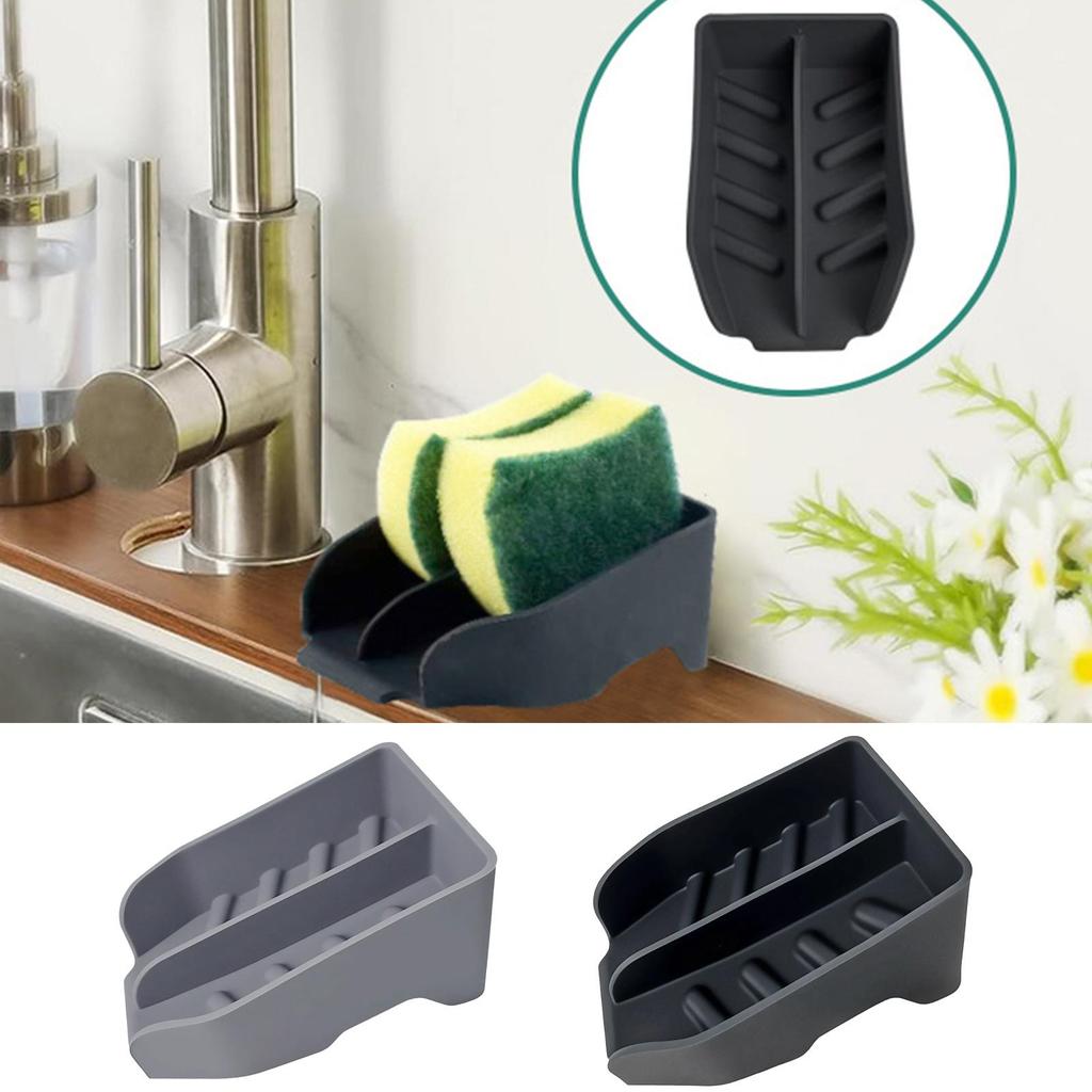 Dish Sponge Holder Silicone Smile Face Sponge Rack Silicone Sponge Drain With Drain Spout For Kitchen Home Counter Bathroom