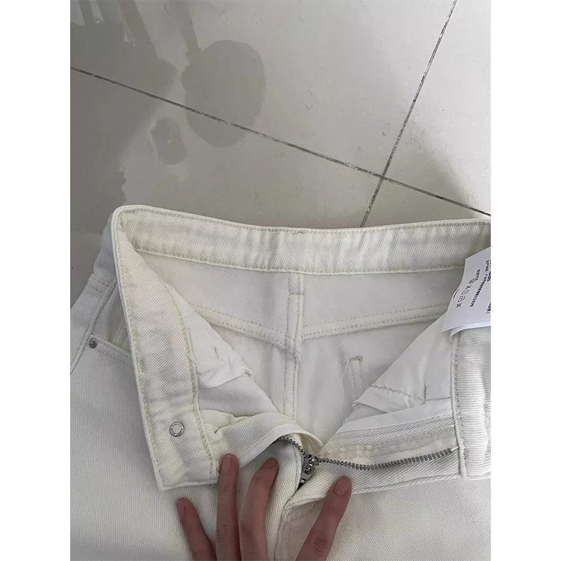 White narrow wide-leg jeans women's autumn and winter velvet m loose straight hip covering and thin casual pants