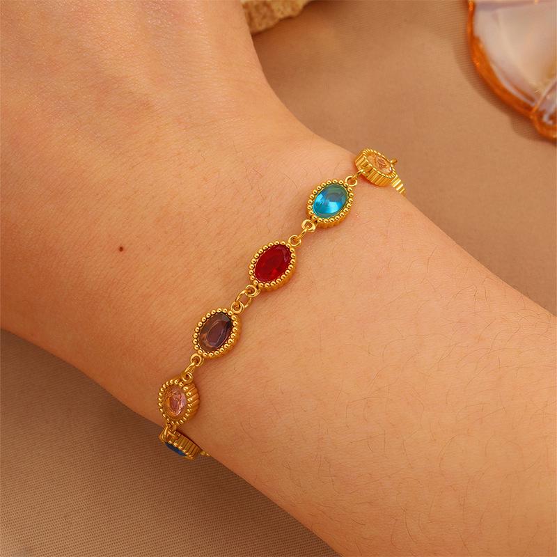 Women's Bohemian Rhinestone Bracelet - Colorful, Versatile, Luxury Titanium Stainless Steel